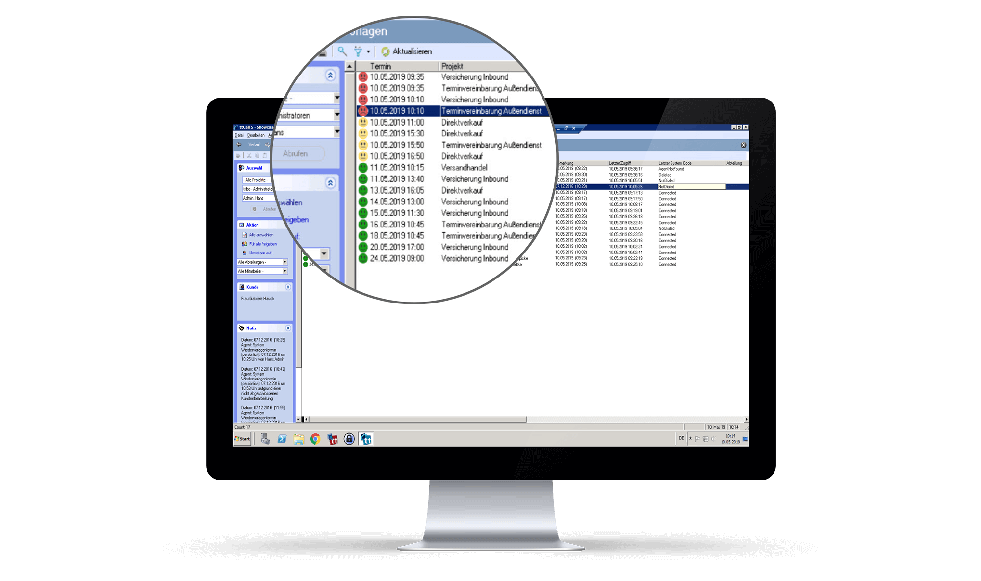 Call Center Software Interface von ttUnited